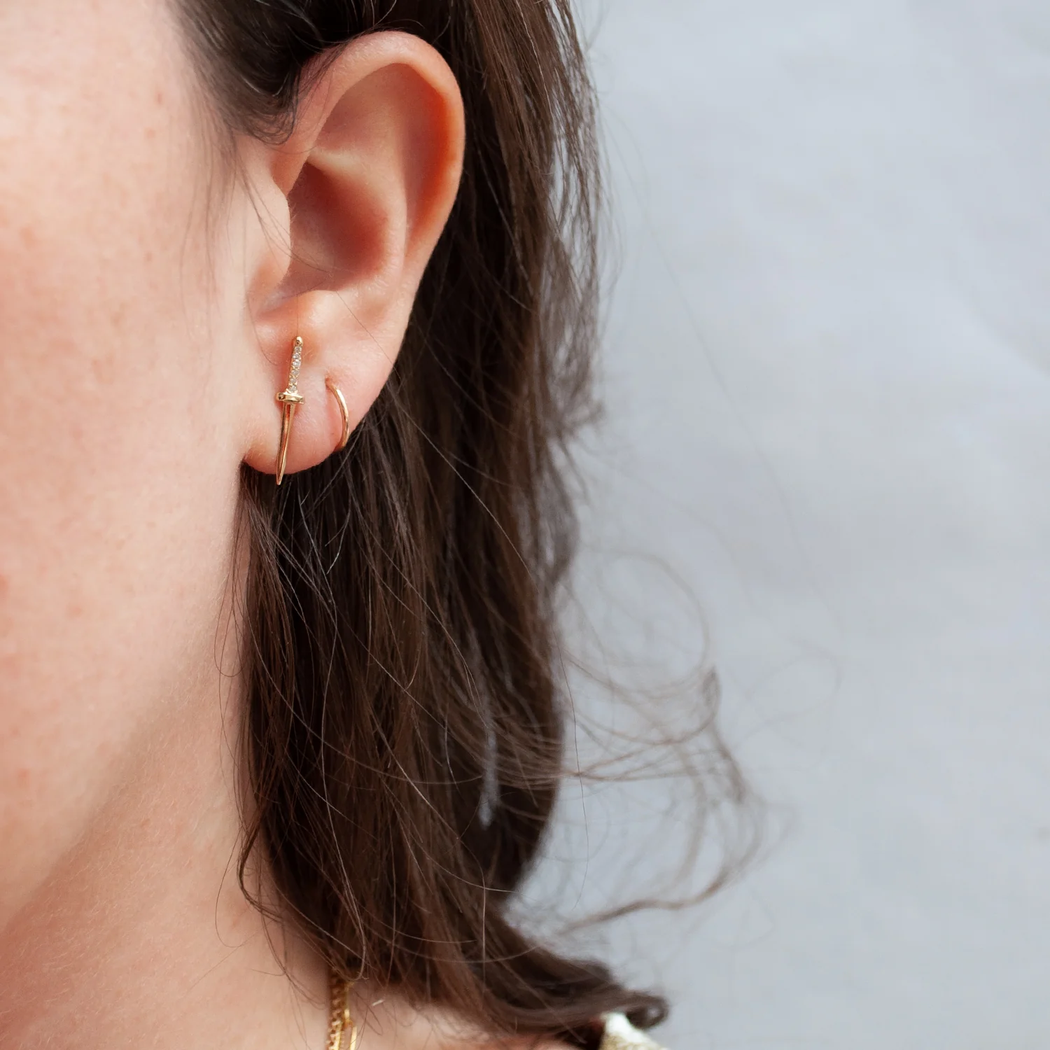 White Diamond Baby Dagger Earrings - Image 2