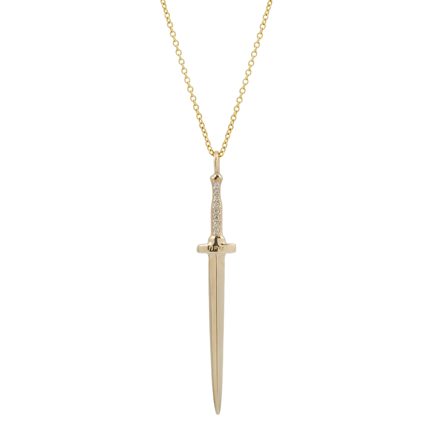 White Diamond Large Dagger Pendant Necklace