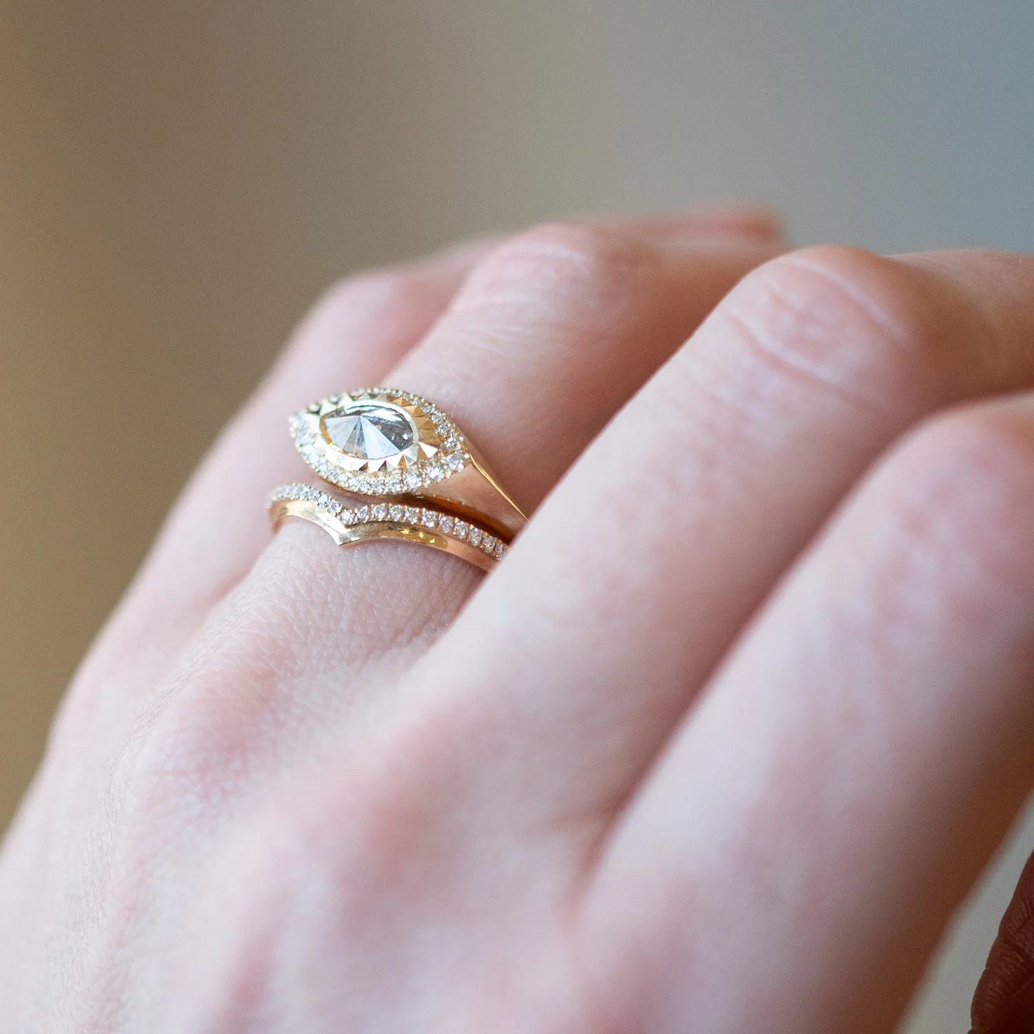White Diamond Stepped Nesting Band - Image 4