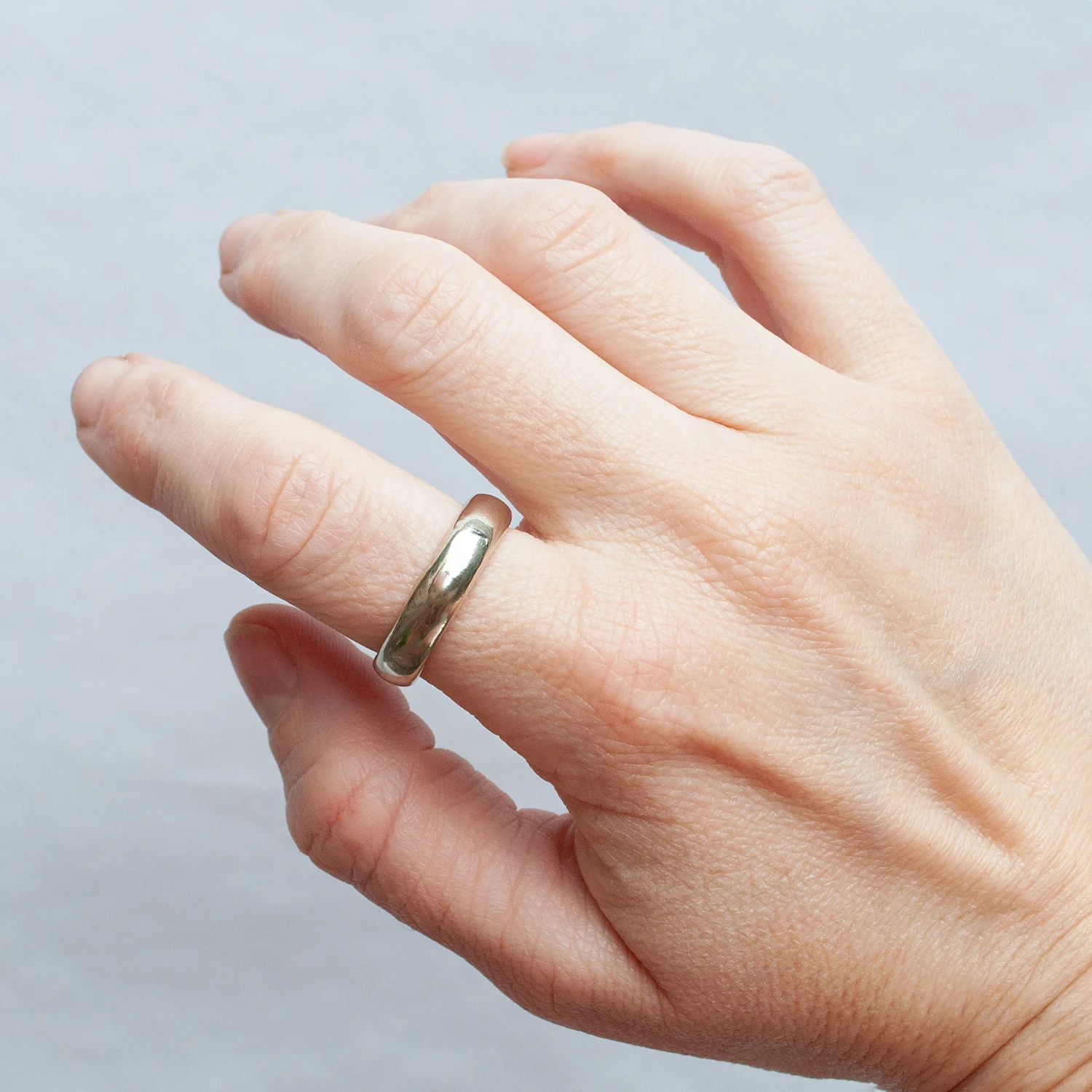 White Gold Half Round Band - Image 2