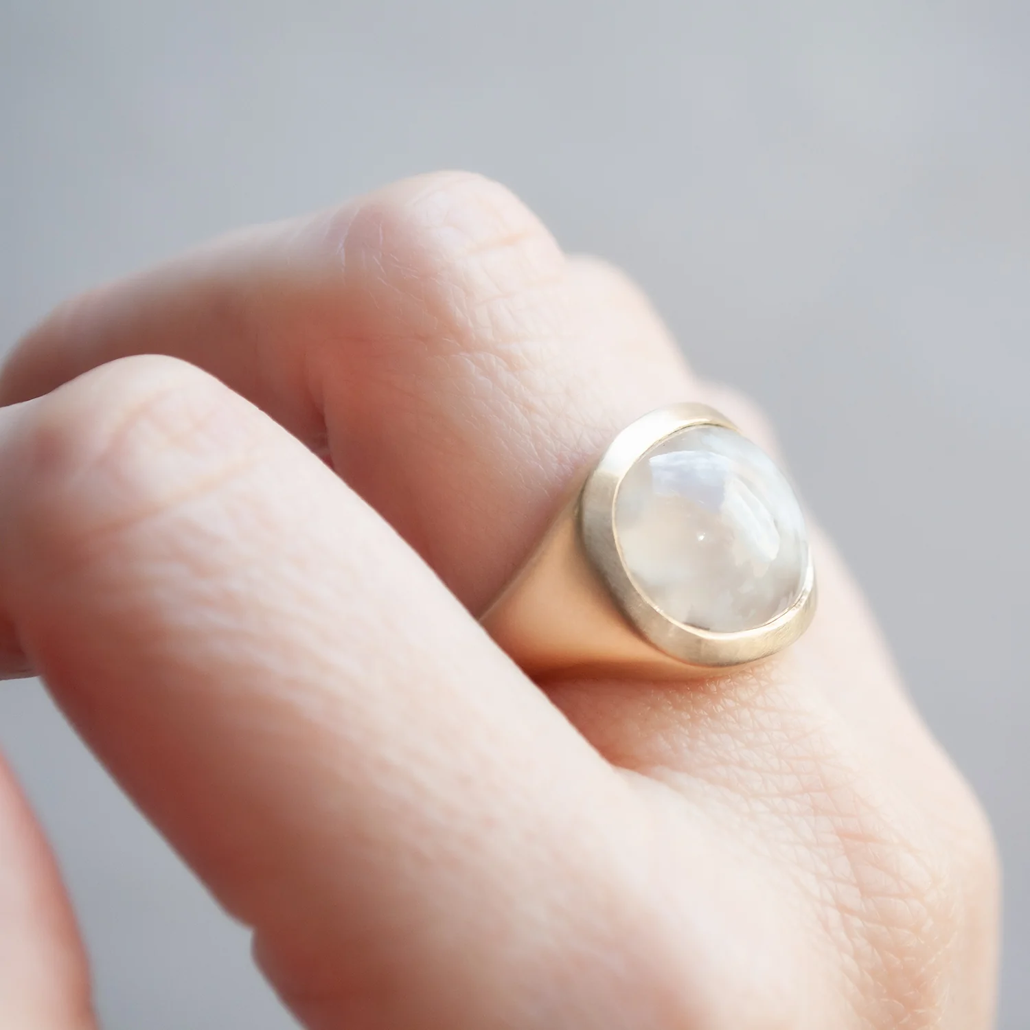 White Plume Agate Slab Ring - Image 6