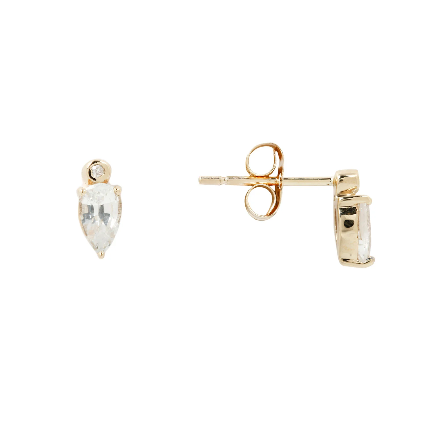 White Sapphire Droplet Studs - Image 3