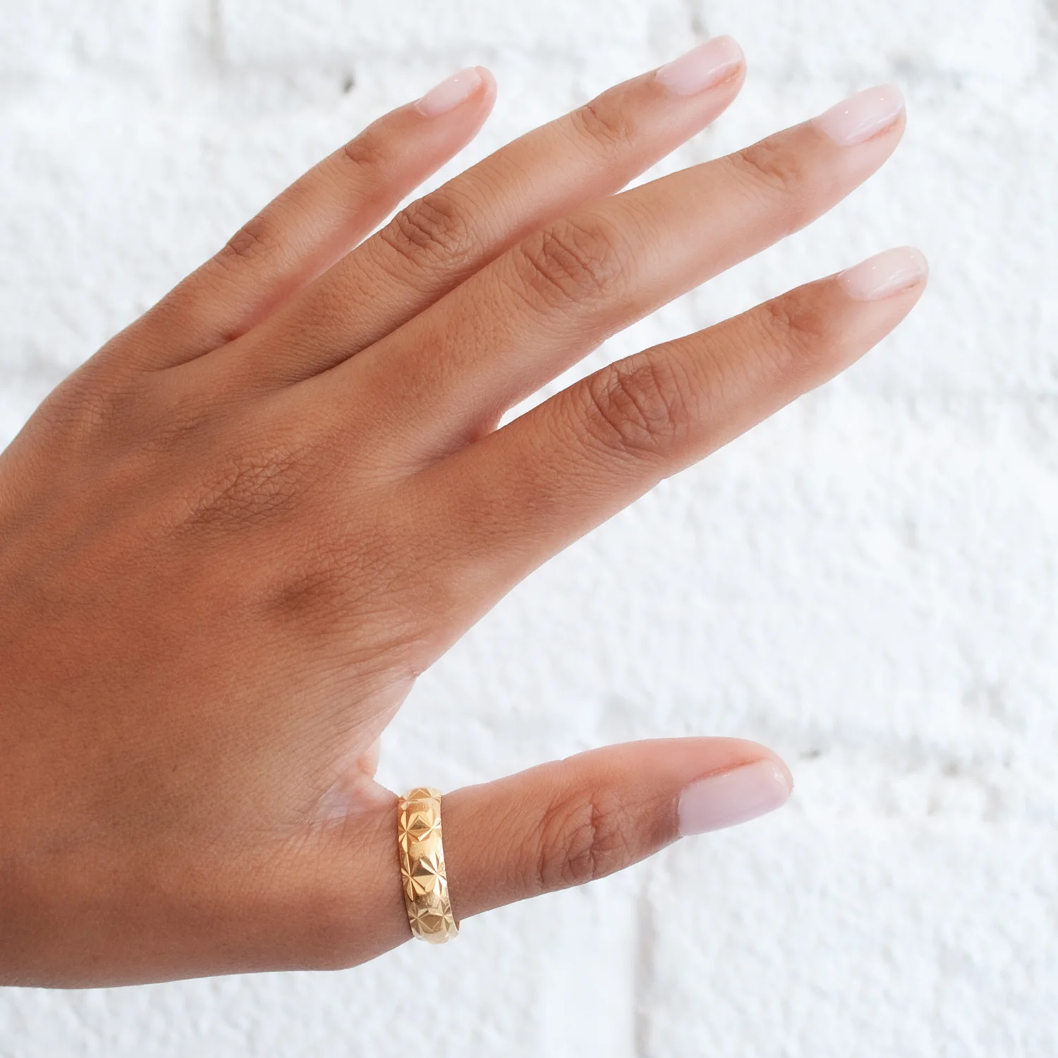 Wide Faceted Gold Band - Image 2