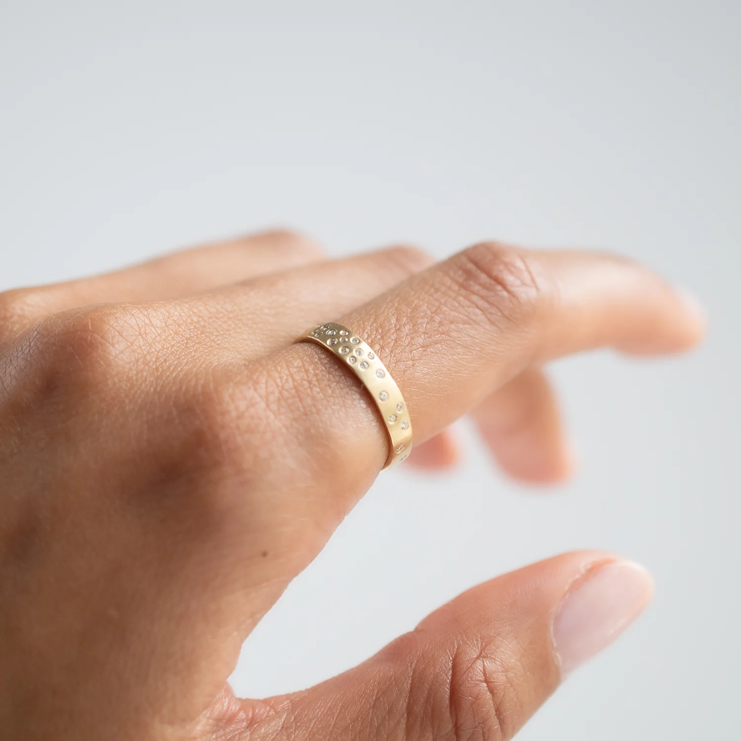 Wide White Diamond Starry Night Band - Image 2