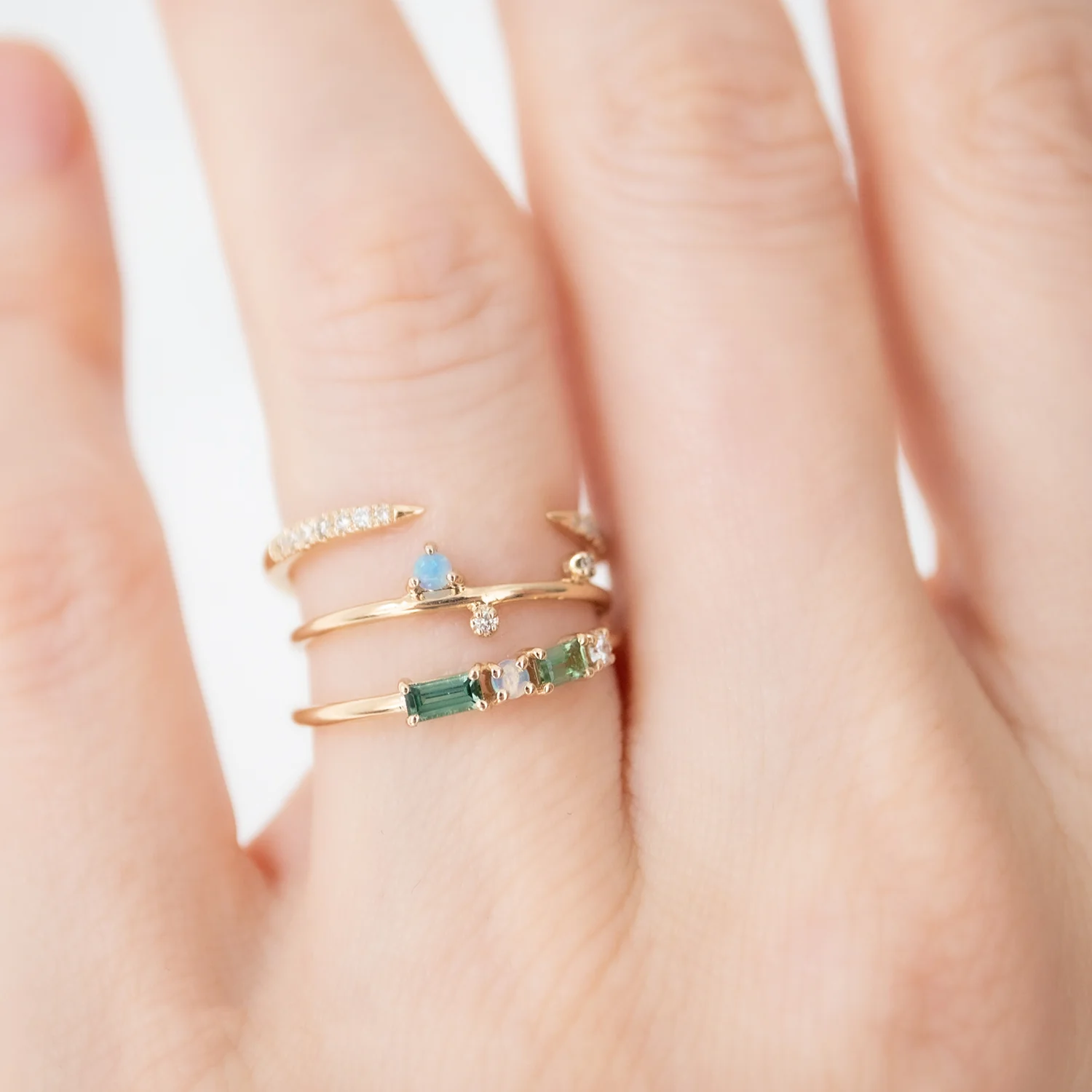 White Diamond Open Slice Ring - Image 3