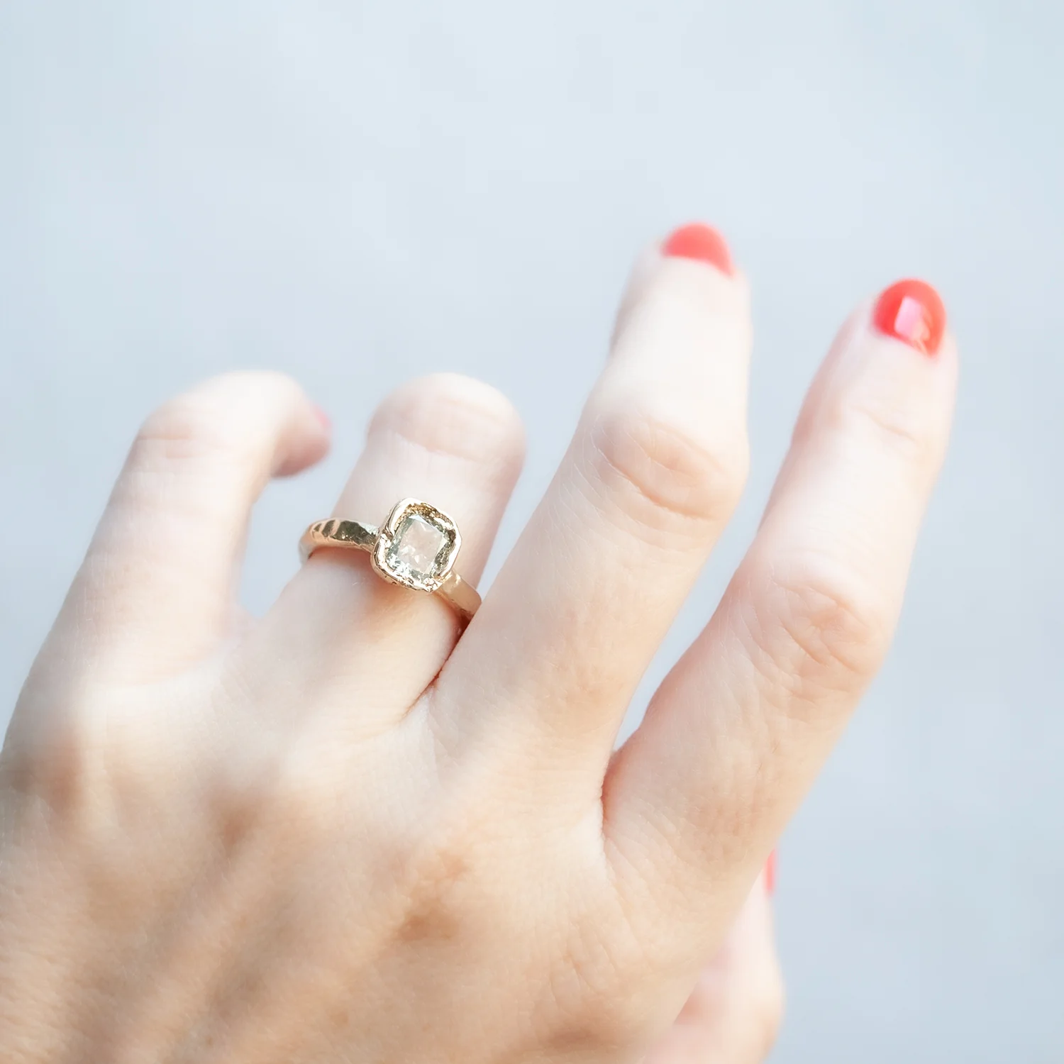 X Icy Gray Green Diamond Organic Ring - Image 2