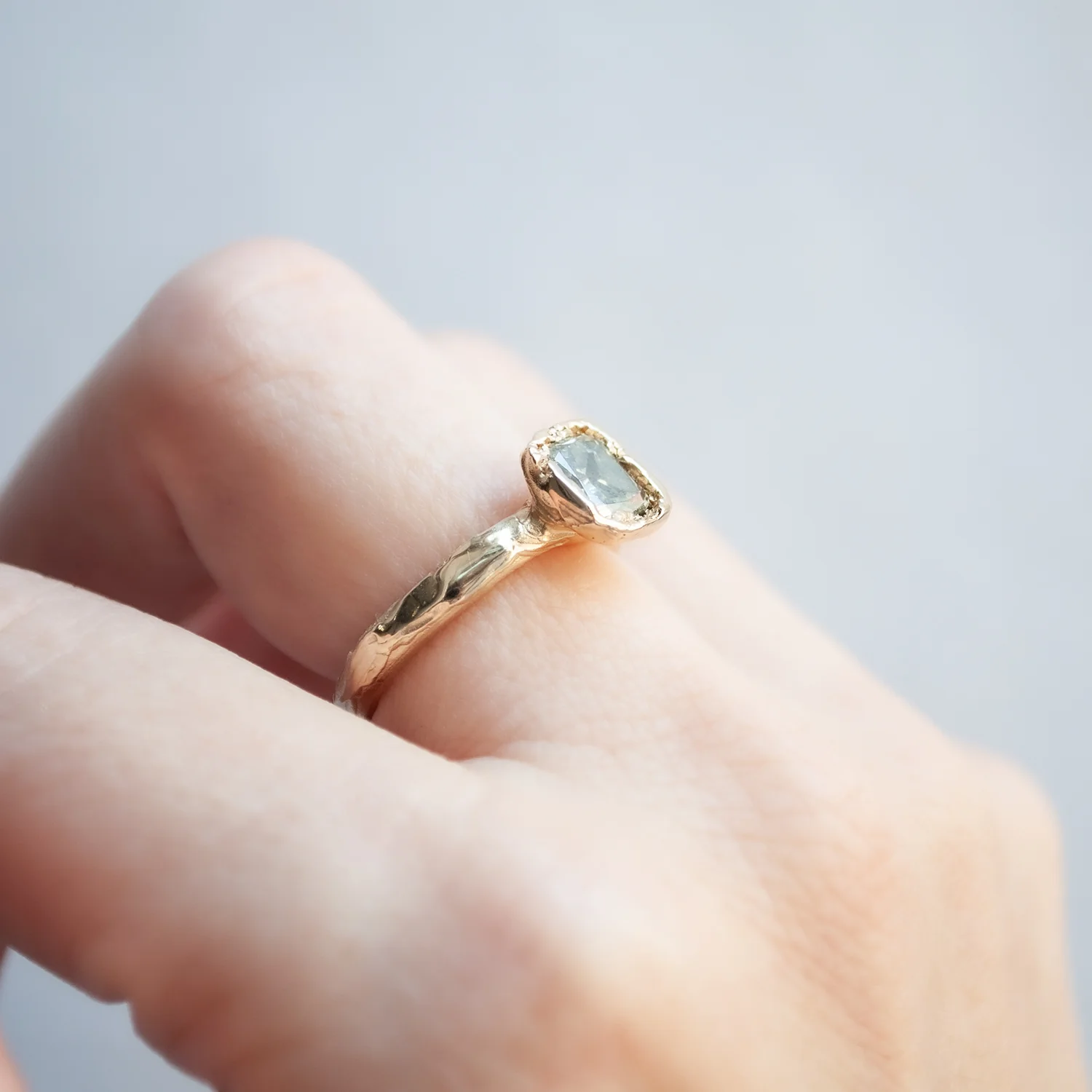 X Icy Gray Green Diamond Organic Ring - Image 7