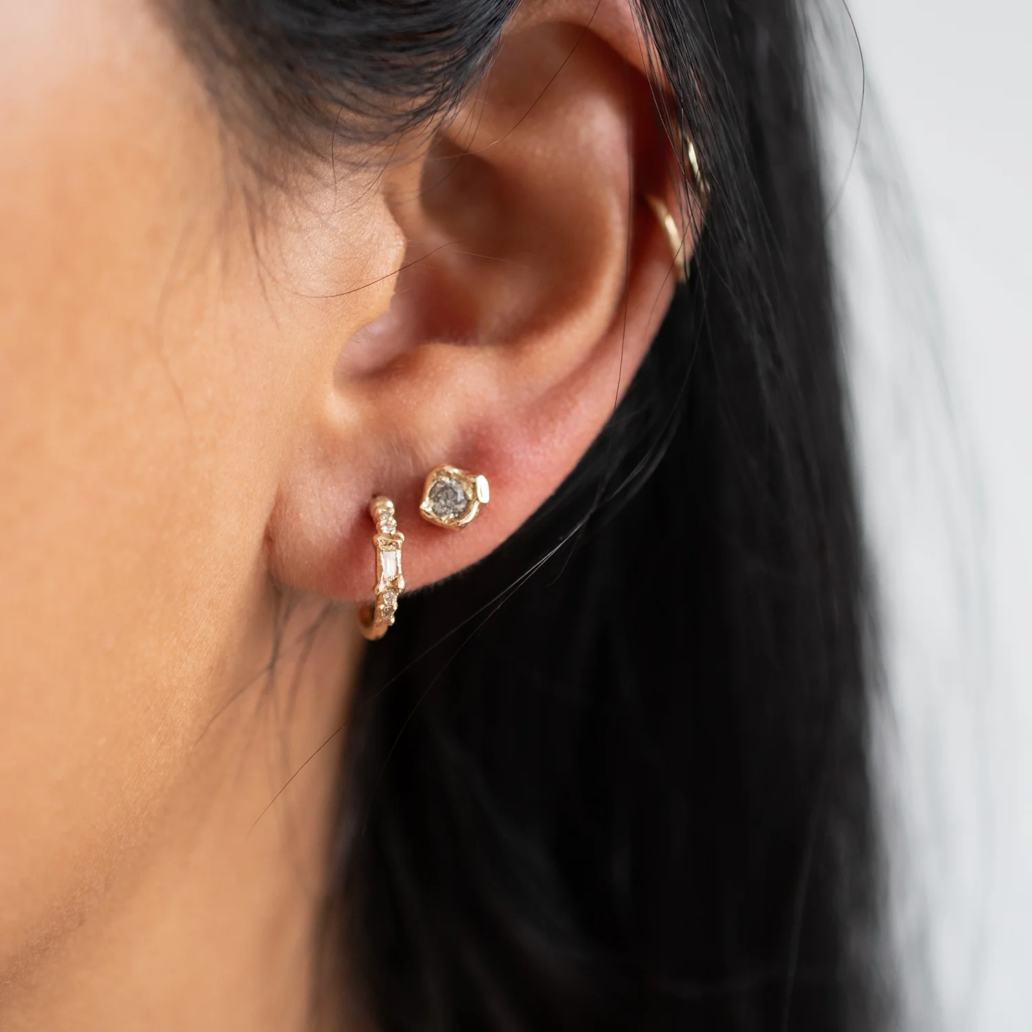 X Legacy Mixed Diamond Small Scatter Hoops - Image 2