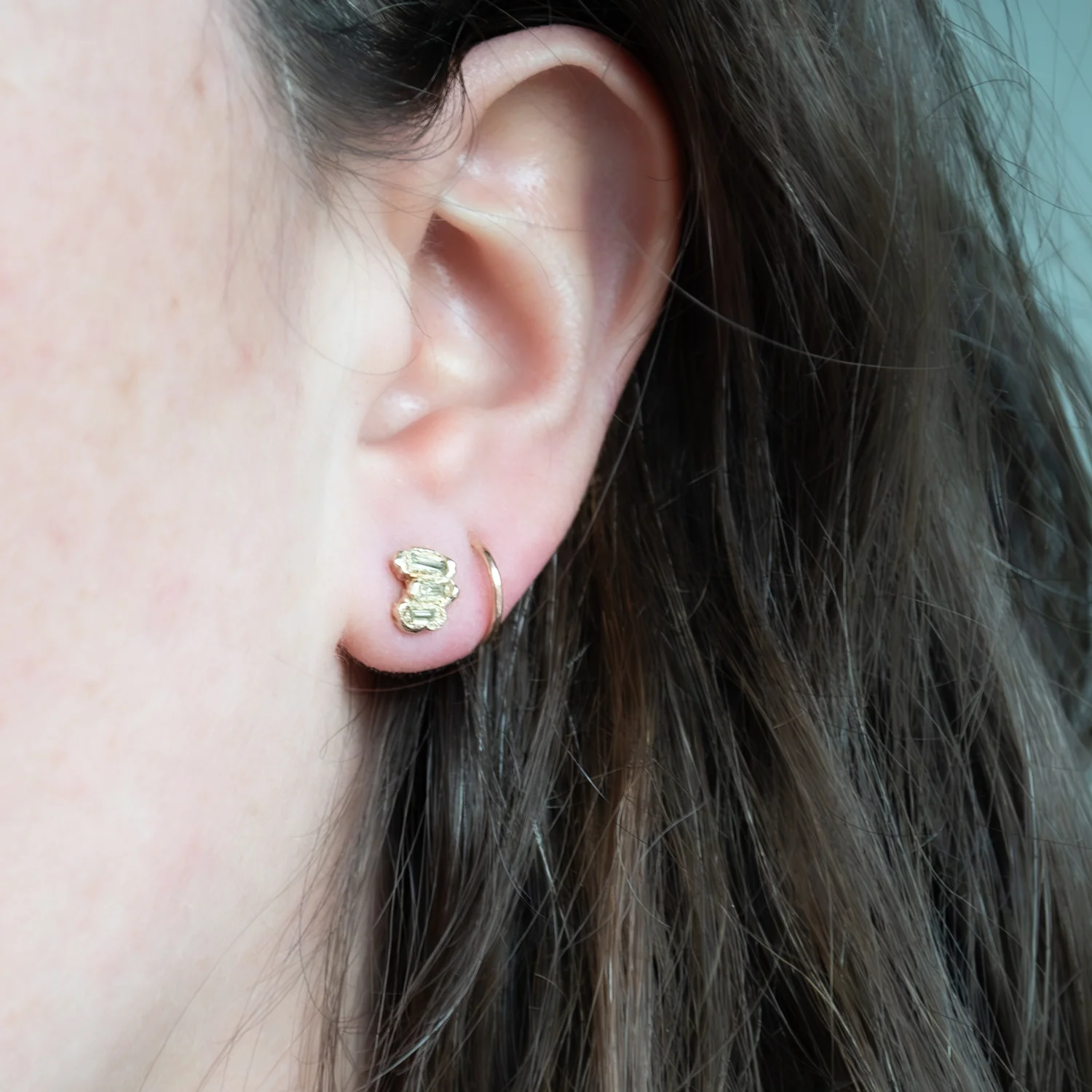 X Lemon Baguette Diamond Scatter Studs - Image 2