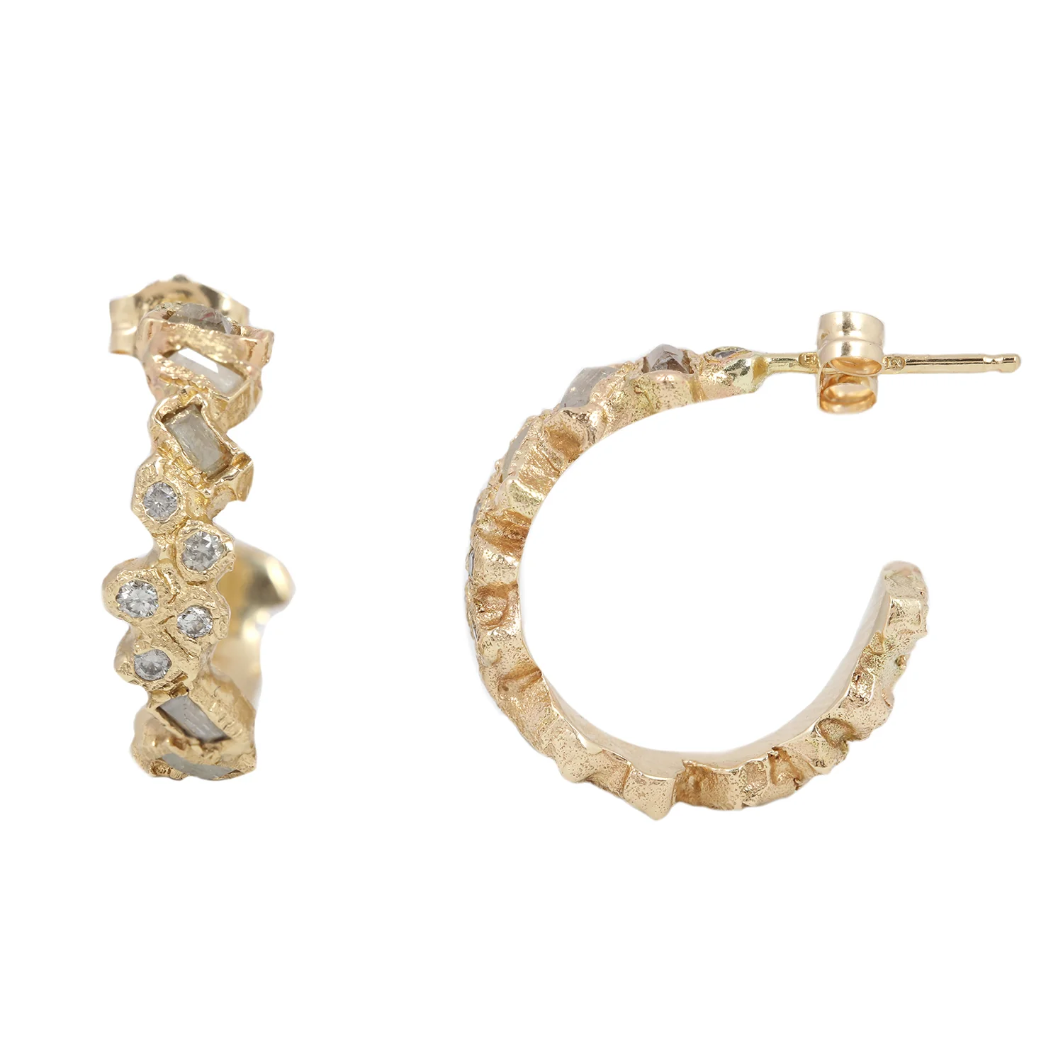 X Mixed Cut Diamond Scatter Hoops - Image 3