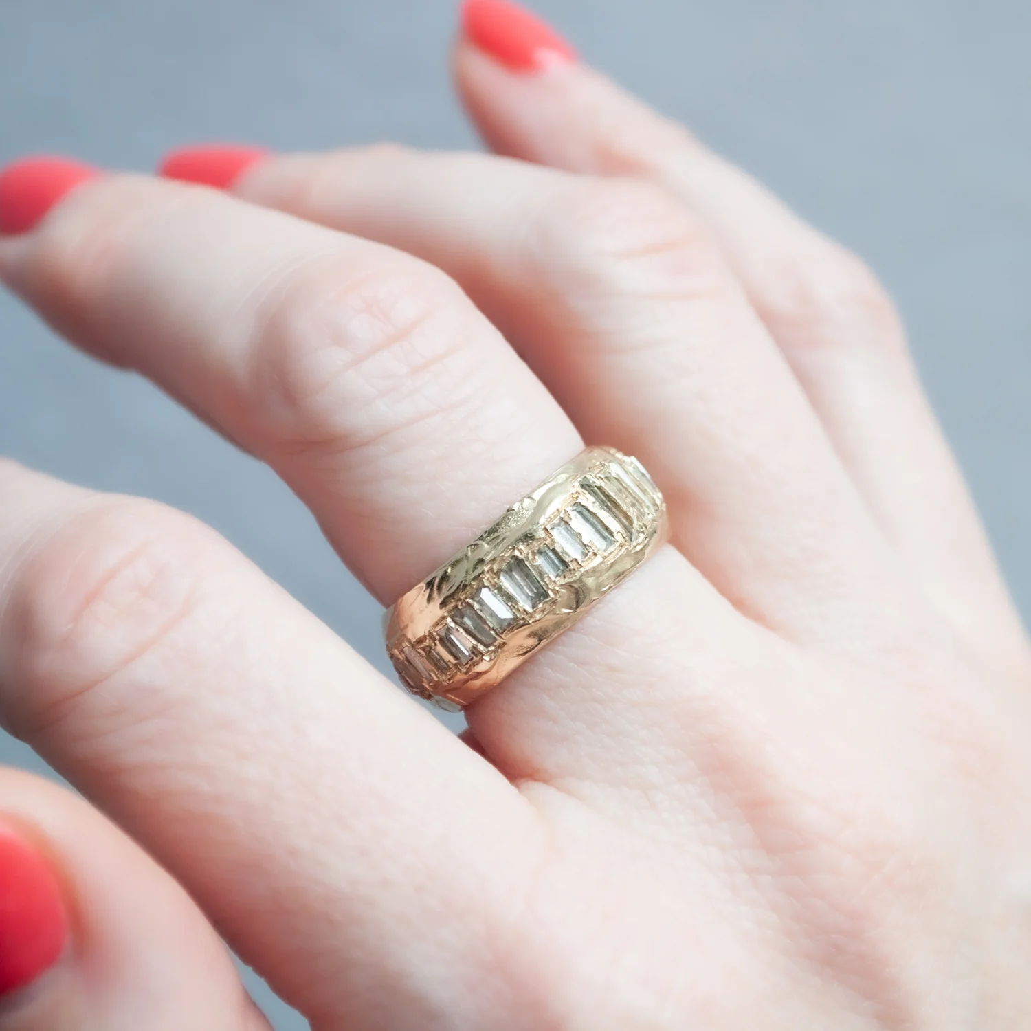 X Soft White Scatter Baguette Ring - Image 2