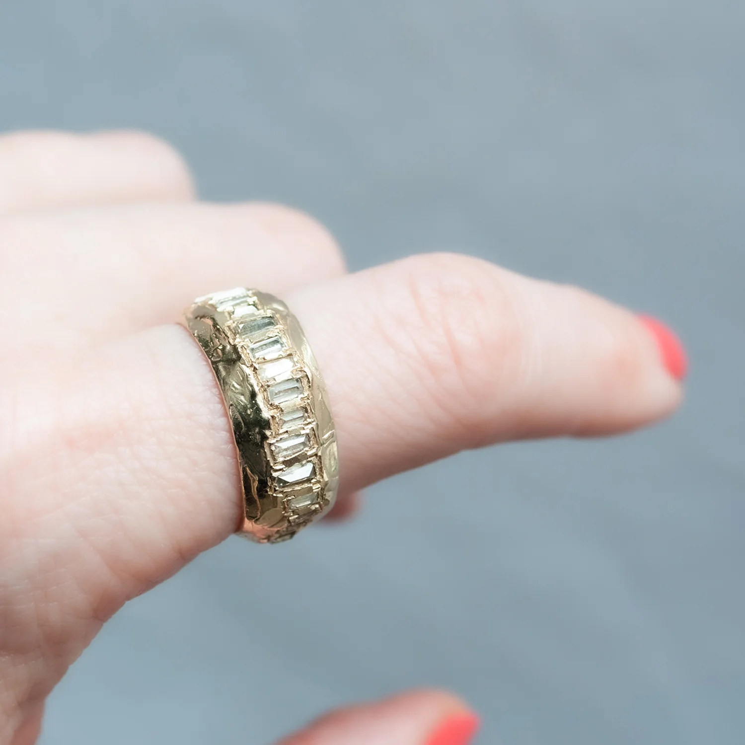 X Soft White Scatter Baguette Ring - Image 7