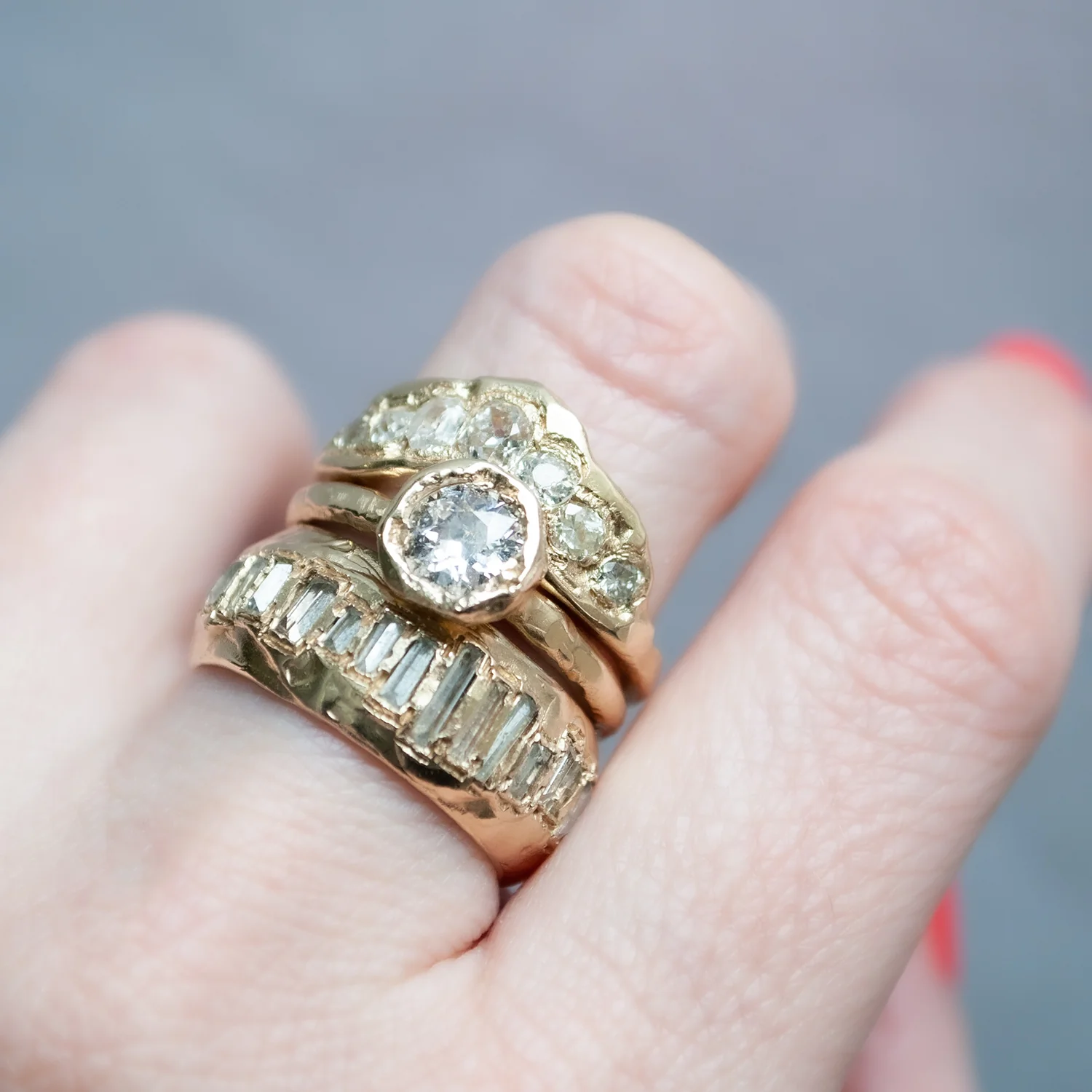 X Soft White Scatter Baguette Ring - Image 8