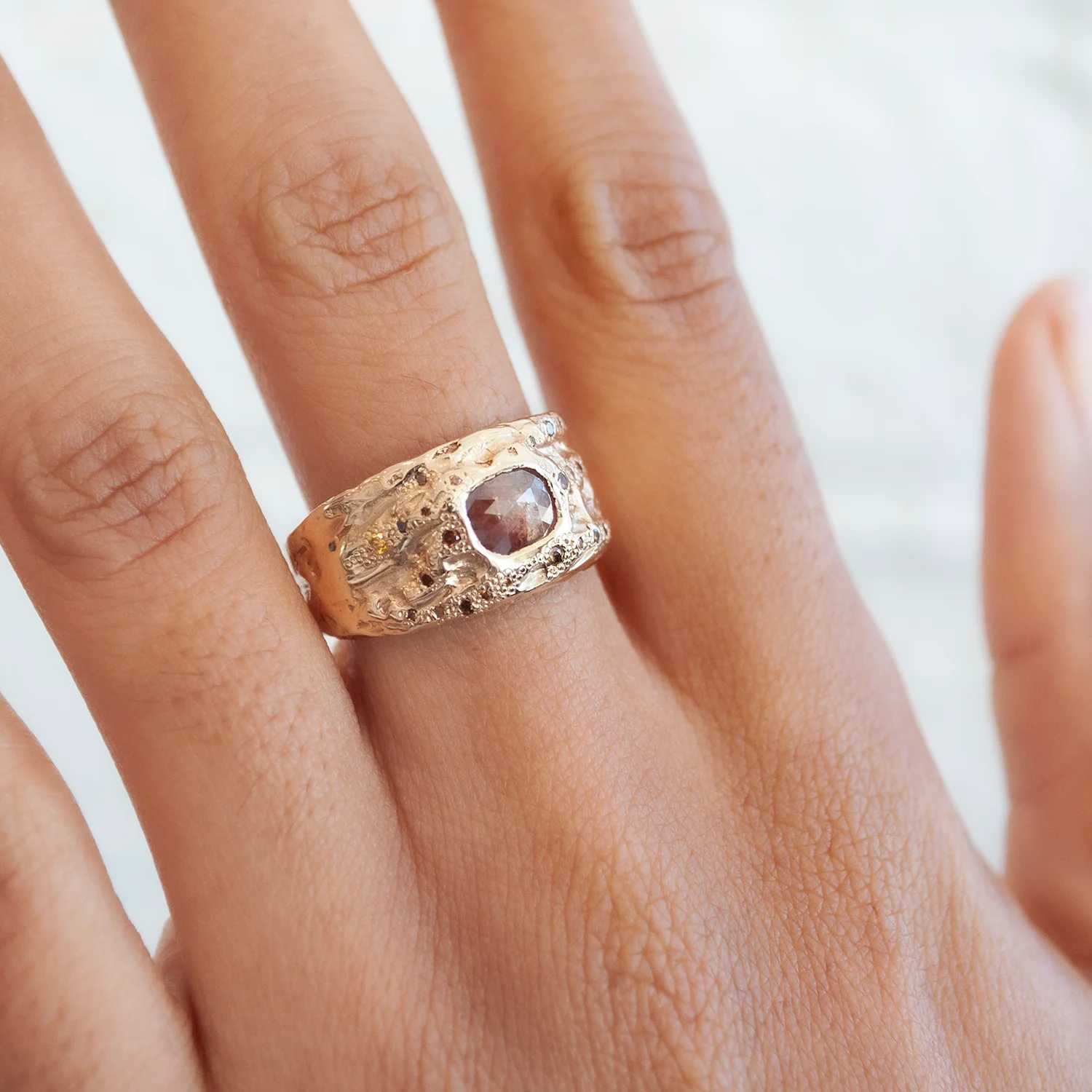 XC Rose Cut Diamond Shield Ring - Image 2