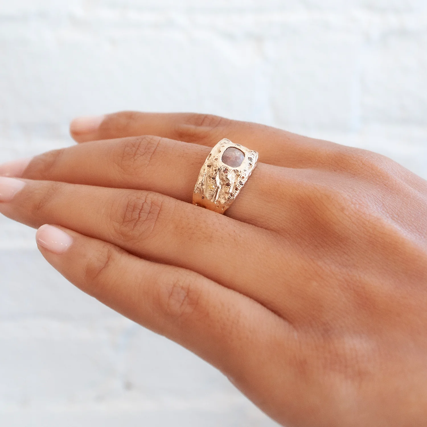 XC Rose Cut Diamond Shield Ring - Image 7