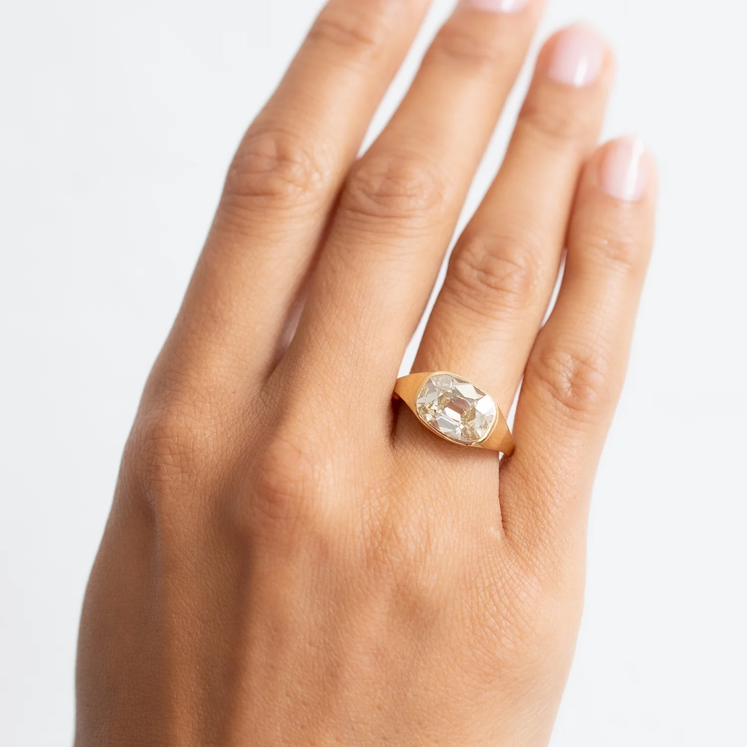 Yellow Diamond Oval Signet Ring - Image 2